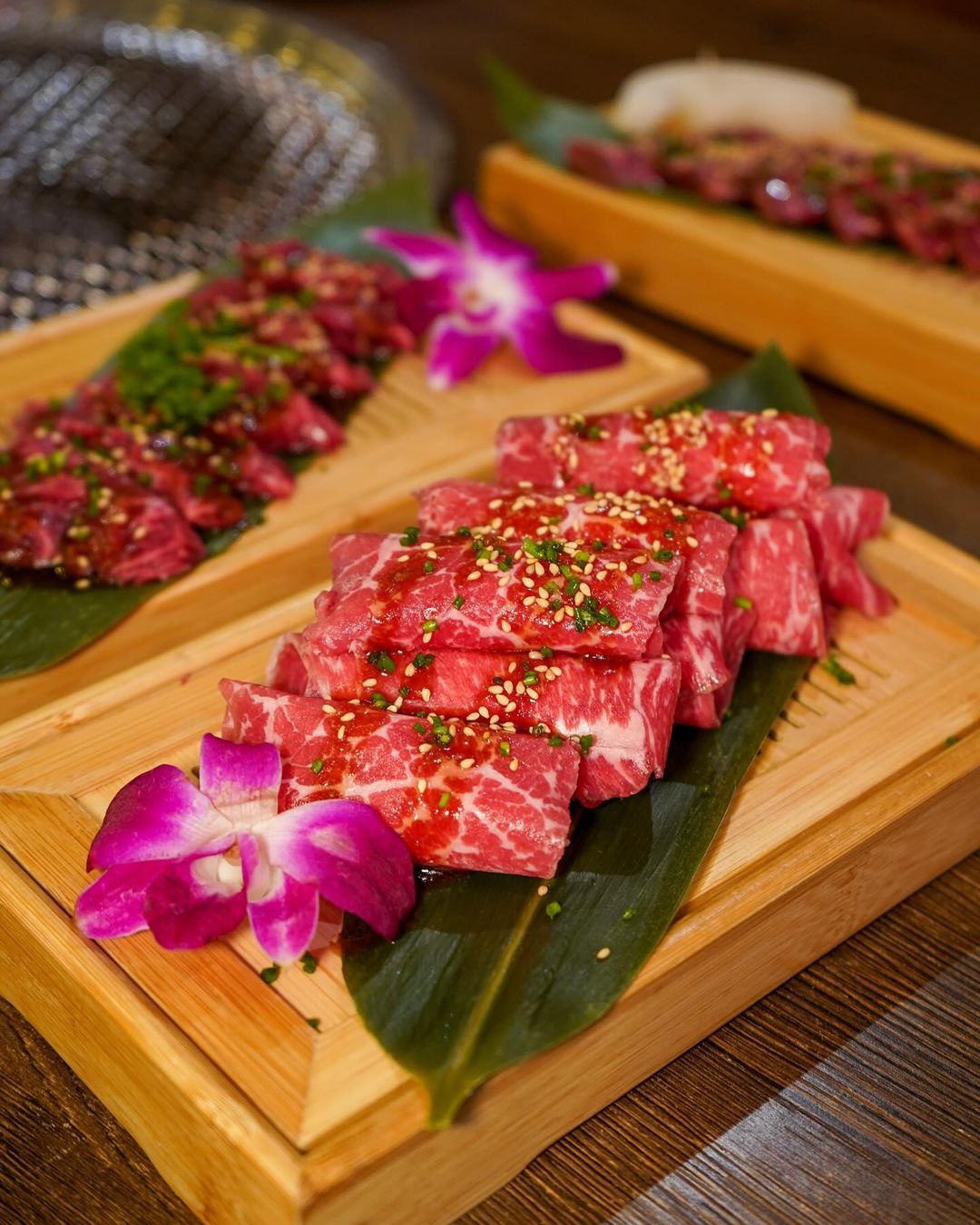Raw wagyu cubes — the fire side