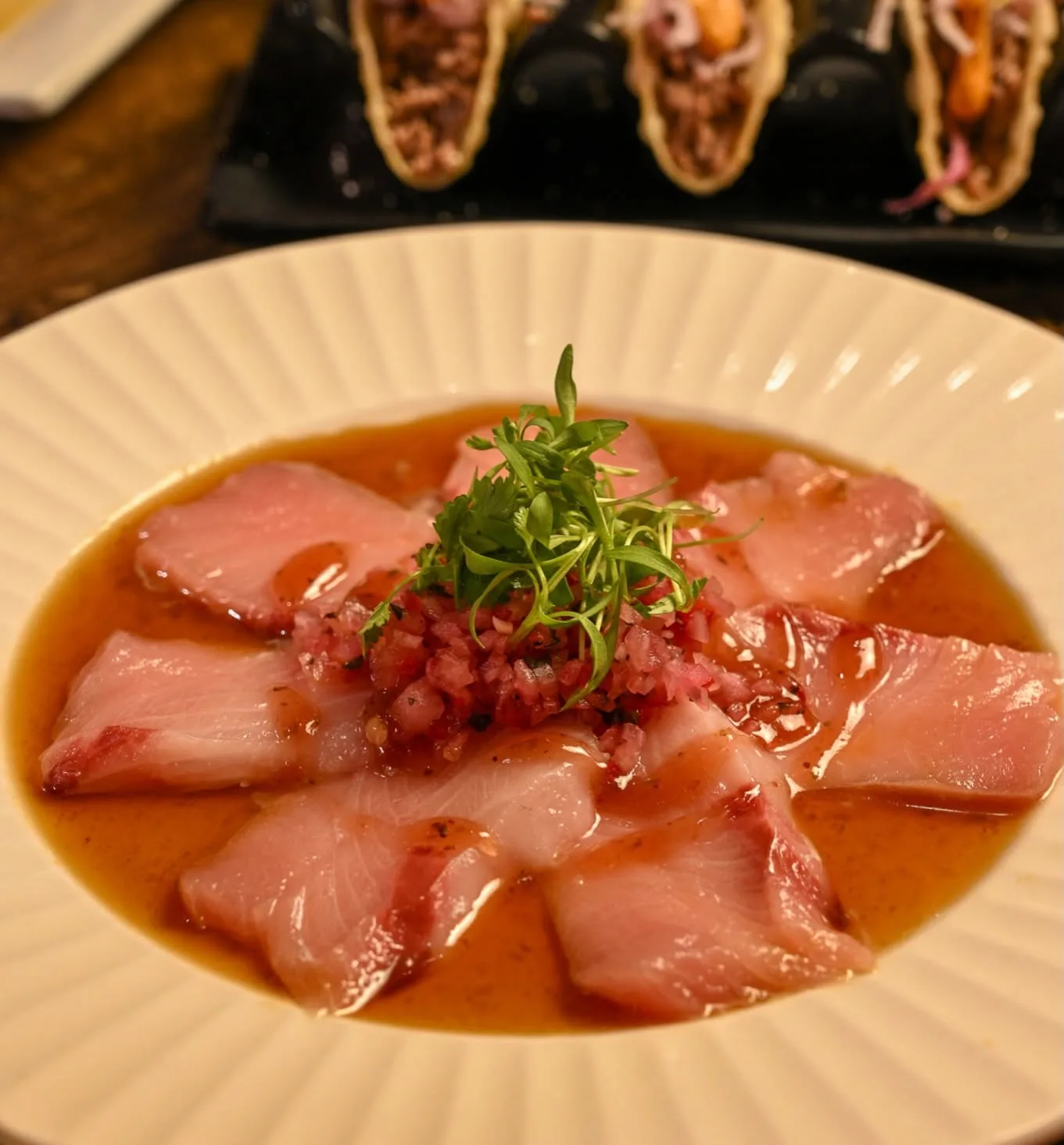 Hamachi crudo in ponzu